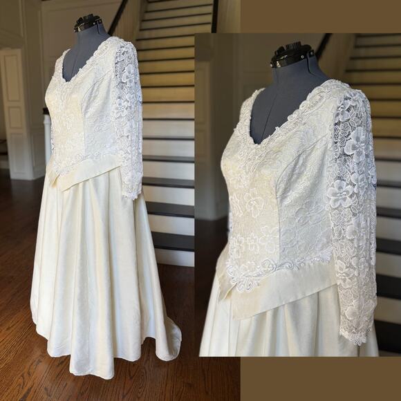 Vintage Jessica McClintock Wedding Dress Bridal Renaissance Princess Peplum LARP - Picture 8 of 12